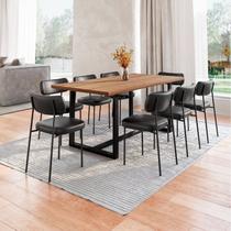 Conjunto Mesa de Jantar Rústica de Madeira Maciça com 8 Cadeiras Mona Preto/Marrom - Espresso Móveis