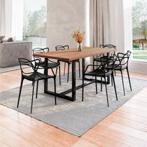 Conjunto Mesa de Jantar Rústica de Madeira Maciça com Cadeiras Allegra Conjunto Mesa de Jantar Rústica de Madeira Maciça com Cadeiras Allegra