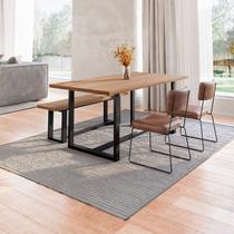 Conjunto Mesa de Jantar Rústica e Banco de Madeira Maciça com Cadeiras Aço Roma Conjunto Mesa de Jantar Rústica e Banco de Madeira Maciça com Cadeiras Aço Roma