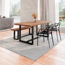 Conjunto Mesa de Jantar Rústica e Banco de Madeira Maciça com Cadeiras Allegra Preto/Marrom Conjunto Mesa de Jantar Rústica e Banco de Madeira Maciça com Cadeiras Allegra Preto/Marrom