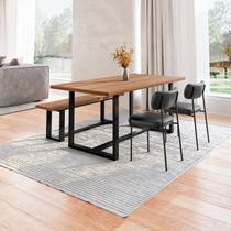 Conjunto Mesa de Jantar Rústica e Banco de Madeira Maciça com Cadeiras Mona Conjunto Mesa de Jantar Rústica e Banco de Madeira Maciça com Cadeiras Mona