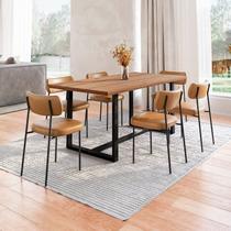 Conjunto Mesa de Jantar Rústica Madeira Maciça com 6 Cadeiras Mona Yescasa
