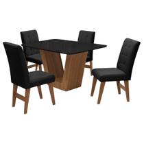 Conjunto Mesa de Jantar Safira com 04 Cadeiras Agata 135cm Cedro/Preto/Preto - Amarena Móveis