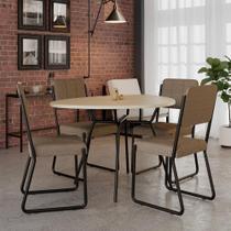Conjunto Mesa De Jantar Soho Orgânica C/ 04 Cadeiras Next Est.preta - Ciliegio E Areia