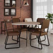 Conjunto Mesa De Jantar Soho Orgânica Com 04 Cadeiras Next Est.preta - Off White E Cr Whisky Conjunto Mesa De Jantar Soho Orgânica Com 04 Cadeiras Next Est.preta - Off White E Cr Whisky