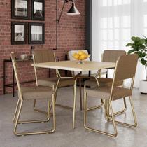 Conjunto Mesa de Jantar Soho Quadrada Orgânica C/ 04 Cadeiras Next Est.Champ