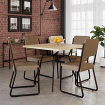 Conjunto Mesa De Jantar Soho Quadrada Orgânica C/ 04 Cadeiras Next Est.preta - Ciliegio E Areia Cr Ciliegio E Areia Cr