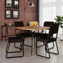 Conjunto Mesa de Jantar Soho Quadrada Orgânica C/ 04 Cadeiras Next Est.Preta