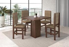 Conjunto Mesa de Jantar Sydney com 4 Cadeiras Madeira Brenda Tabaco/Cacau Espresso Móveis