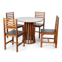 Conjunto Mesa de Jantar Talia 90cm Branco e 4 Cadeiras Luna Assento Mdf Madeira Maciça