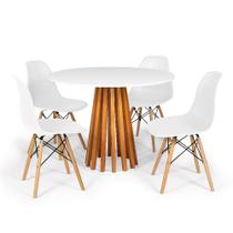 Conjunto Mesa de Jantar Talia Amadeirada Branca 100cm com 4 Cadeiras Eames Eiffel - Branco