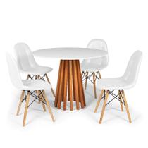 Conjunto Mesa de Jantar Talia Amadeirada Branca 100cm com 4 Cadeiras Eiffel Botonê - Branco