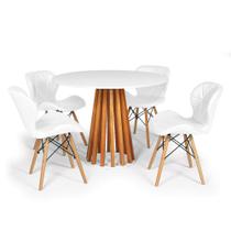 Conjunto Mesa de Jantar Talia Amadeirada Branca 100cm com 4 Cadeiras Eiffel Slim - Branco
