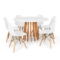 Conjunto Mesa de Jantar Talia Amadeirada Branca 120cm com 6 Cadeiras Eames Eiffel - Branco