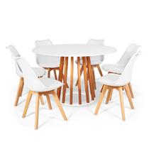 Conjunto Mesa de Jantar Talia Amadeirada Branca 120cm com 6 Cadeiras Eiffel Leda - Branco