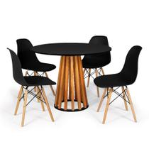 Conjunto Mesa de Jantar Talia Amadeirada Preta 100cm com 4 Cadeiras Eames Eiffel - Preto