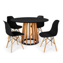 Conjunto Mesa De Jantar Talia Amadeirada Preta 120cm Com 4 Cadeiras Eames Eiffel - Preto Conjunto Mesa De Jantar Talia Amadeirada Preta 120cm Com 4 Cadeiras Eames Eiffel - Preto