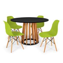 Conjunto Mesa de Jantar Talia Amadeirada Preta 120cm com 4 Cadeiras Eames Eiffel - Verde