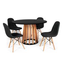 Conjunto Mesa de Jantar Talia Amadeirada Preta 120cm com 4 Cadeiras Eiffel Botonê - Preto