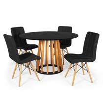 Conjunto Mesa de Jantar Talia Amadeirada Preta 120cm com 4 Cadeiras Eiffel Gomos - Preto
