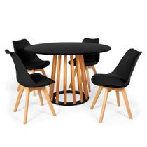 Conjunto Mesa de Jantar Talia Amadeirada Preta 120cm com 4 Cadeiras Eiffel Leda - Preto Conjunto Mesa de Jantar Talia Amadeirada Preta 120cm com 4 Cadeiras Eiffel Leda - Preto