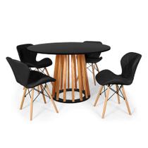 Conjunto Mesa de Jantar Talia Amadeirada Preta 120cm com 4 Cadeiras Eiffel Slim - Preto