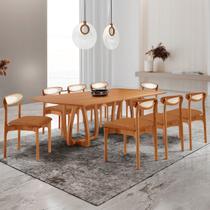 Conjunto Mesa de Jantar Tampo 240cm Barril Laminado Ello e 8 Cadeiras Mônaco Premium Conjunto Mesa de Jantar Tampo 240cm Barril Laminado Ello e 8 Cadeiras Mônaco Premium