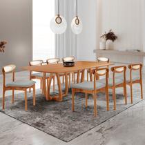 Conjunto Mesa de Jantar Tampo 240cm Barril Laminado Ello e 8 Cadeiras Mônaco Premium Natural Cinamomo/Quartzo Marrom Conjunto Mesa de Jantar Tampo 240cm Barril Laminado Ello e 8 Cadeiras Mônaco Premium Natural Cinamomo/Quartzo Marrom