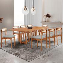 Conjunto Mesa de Jantar Tampo 240cm Barril Laminado Ello e 8 Cadeiras Mônaco Premium Natural Cinamomo/Quartzo Conjunto Mesa de Jantar Tampo 240cm Barril Laminado Ello e 8 Cadeiras Mônaco Premium Natural Cinamomo/Quartzo