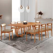Conjunto Mesa de Jantar Tampo 240cm Barril Laminado Ello e 8 Cadeiras Mônaco Premium Natural Cinamomo/Turim Conjunto Mesa de Jantar Tampo 240cm Barril Laminado Ello e 8 Cadeiras Mônaco Premium Natural Cinamomo/Turim