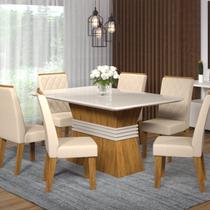 Conjunto Mesa de Jantar Tampo com Vidro com 6 Cadeiras Tequila Viero Móveis