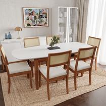 Conjunto Mesa de Jantar Tampo MDF 2,0m e 6 Cadeiras Tiê CabeCasa MadeiraOriginals Marrom