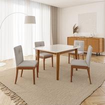 Conjunto Mesa de Jantar Tangará 130cm e 4 Cadeiras Estofadas Tiê Maxx CabeCasa MadeiraOriginals