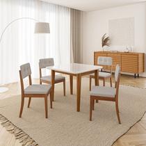 Conjunto Mesa de Jantar Tangará 95cm e 4 Cadeiras Estofadas Tiê CabeCasa MadeiraOriginals