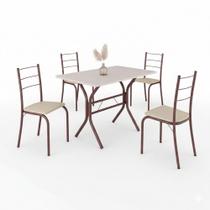 Conjunto Mesa De Jantar Teixeira Maricá Plus Com 4 Cadeiras Marrom com Creme Conjunto Mesa De Jantar Teixeira Maricá Plus Com 4 Cadeiras Marrom com Creme