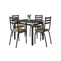 Conjunto Mesa de Jantar Tubular com 4 cadeiras Malva Tampo BP 91cm SF Preto Nature 118 Assento Rattan - Combo Stock Conjunto Mesa de Jantar Tubular com 4 cadeiras Malva Tampo BP 91cm SF Preto Nature 118 Assento Rattan - Combo Stock