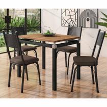 Conjunto Mesa de Jantar Tubular com 4 Cadeiras Malva Tampo BP 91x68cm 151 SF Preto/Imbuia - Movelpolo Conjunto Mesa de Jantar Tubular com 4 Cadeiras Malva Tampo BP 91x68cm 151 SF Preto/Imbuia - Movelpolo