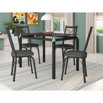 Conjunto Mesa de Jantar Tubular com 4 Cadeiras Malva Tampo Vidro 107cm SF Preto 143 Assento Andorinha - Combo Stock Conjunto Mesa de Jantar Tubular com 4 Cadeiras Malva Tampo Vidro 107cm SF Preto 143 Assento Andorinha - Combo Stock