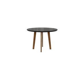 Conjunto Mesa de Jantar TUR Sala Redonda Com Vidro Modelo Retrô Com Pés em Madeira Cor Black