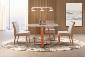 Conjunto Mesa de Jantar Verona 120x90 com 4 Cadeira Sara Com Vidro Valverde