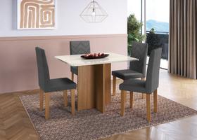 Conjunto Mesa de Jantar Verona com 4 Cadeiras Agata Freijó/Off White/Grafite Spazio Móveis