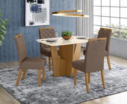 Conjunto Mesa de Jantar Vértice 1200x800 com 04 Cadeiras Bella Nature Marrom Amendoa - Henn