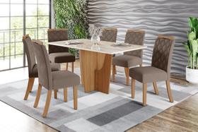 Conjunto Mesa de Jantar Vértice com 06 Cadeiras Bella Marrom Âmendoa - Henn