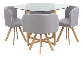 Conjunto Mesa De Jantar Vidro + 4 Cadeiras Compact - Lunes