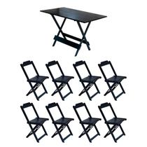 Conjunto Mesa de Madeira Dobravel 1,20x70 Preto 8 Cadeiras Conjunto Mesa de Madeira Dobravel 1,20x70 Preto 8 Cadeiras