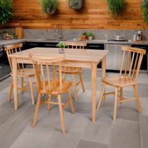Conjunto Mesa de Madeira Milena 120x80 com 4 Cadeiras Milena Natural