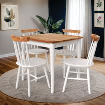 Conjunto Mesa de Madeira Milena 80x80 com 4 Cadeiras Milena