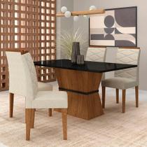 Conjunto Mesa Denali 4 Cadeiras Freijó/preto/suede Bege - M.a Conjunto Mesa Denali 4 Cadeiras Freijó/preto/suede Bege - M.a