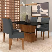 Conjunto Mesa Denali 4 Cadeiras Freijó/preto/suede Cinza - M.a Conjunto Mesa Denali 4 Cadeiras Freijó/preto/suede Cinza - M.a