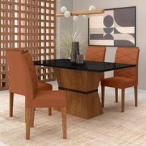 Conjunto Mesa Denali 4 Cadeiras Freijó/preto/suede Terracota - M.a